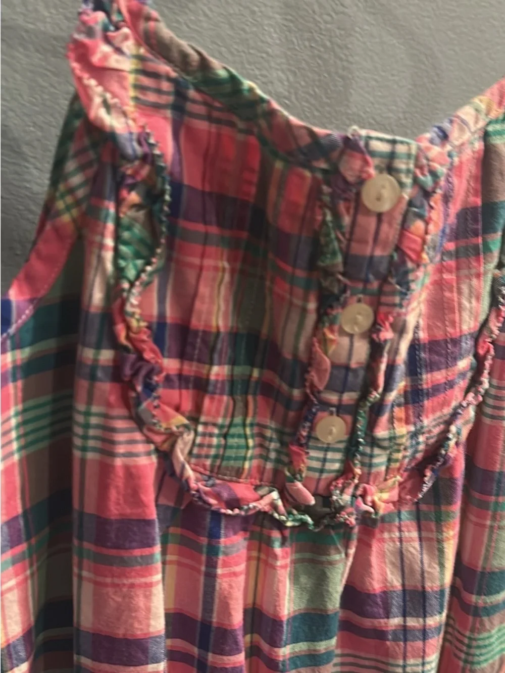 Ralph Lauren Girls Plaid Sleeveless Romper - Pink Multi